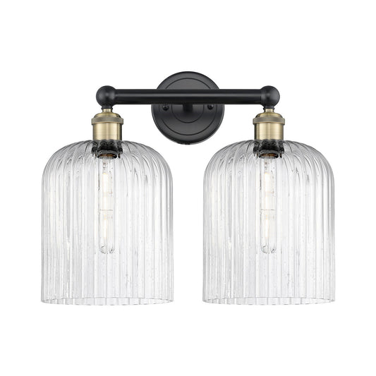 Innovations Bridal Veil 14in 2-Light Bath Vanity Light | Art Nouveau Black Antique Brass and Seedy Glass | Damp Rated | Model 616-2W-BAB-G559-8SDY