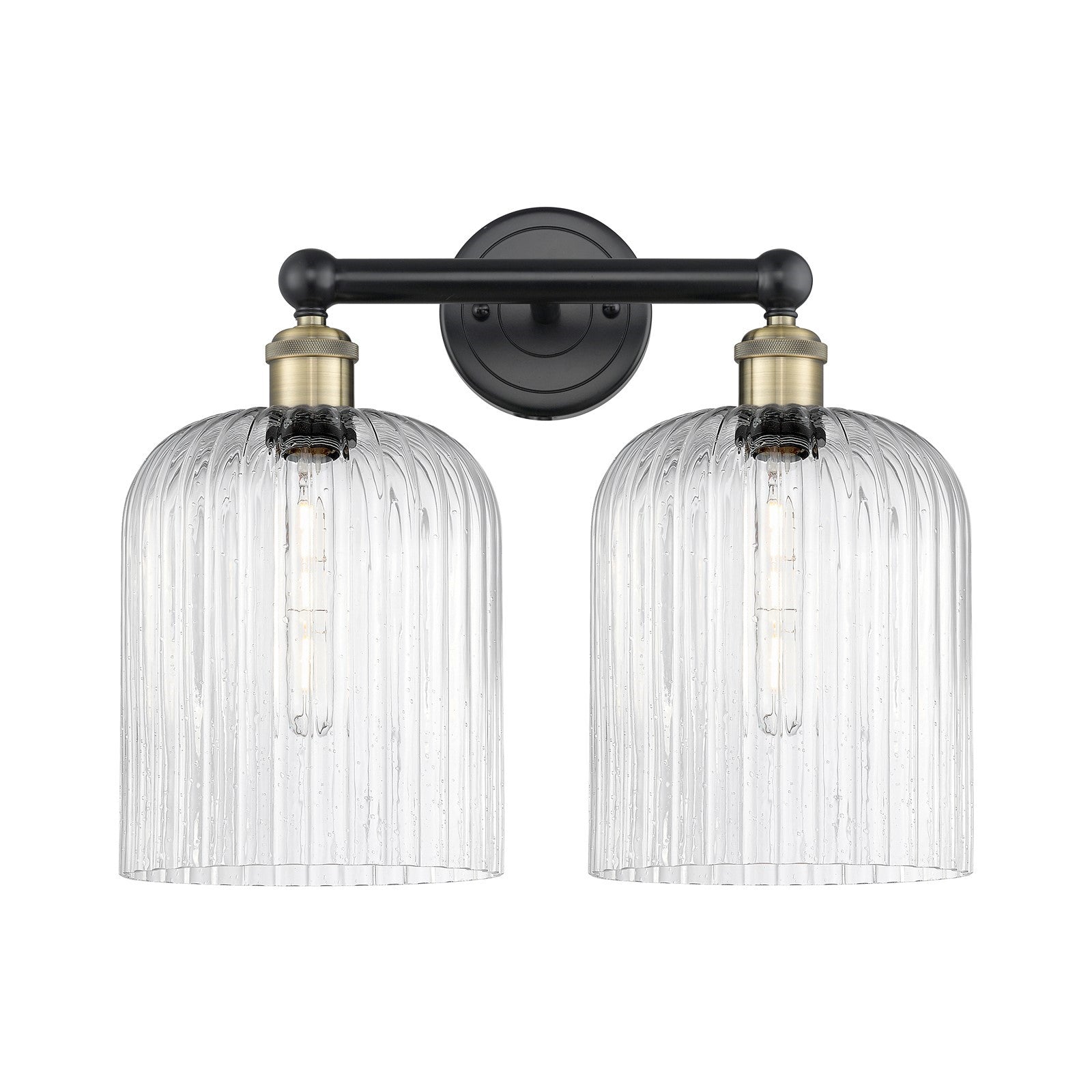Innovations Bridal Veil 14in 2-Light Bath Vanity Light | Art Nouveau Black Antique Brass and Seedy Glass | Damp Rated | Model 616-2W-BAB-G559-8SDY
