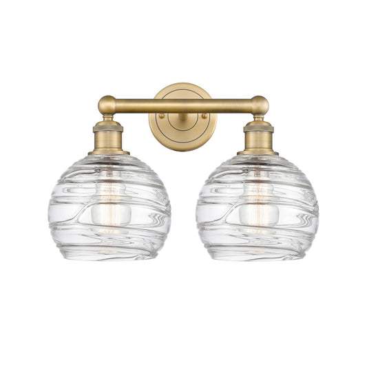 Innovations Athens Deco Swirl 17in 2-Light Bath Vanity Light | Industrial Brushed Brass Steel and Clear Glass | Bathroom | Model 616-2W-BB-G1213-8CL