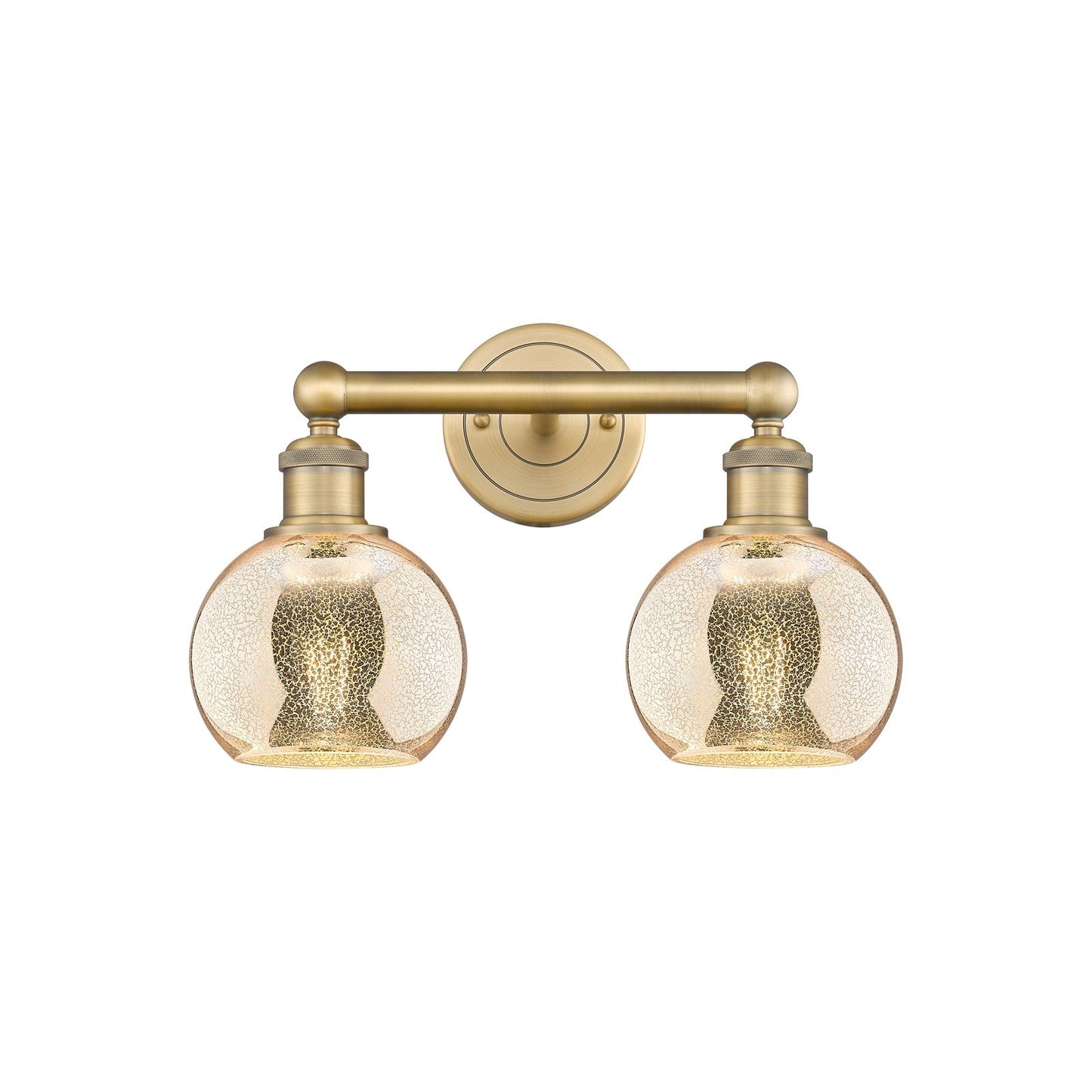 Innovations Athens 15in 2-Light Bath Vanity Light | Industrial Brushed Brass Steel and Mercury Glass | Bathroom Vanity | 14.88 x | Model 616-2W-BB-G128-6