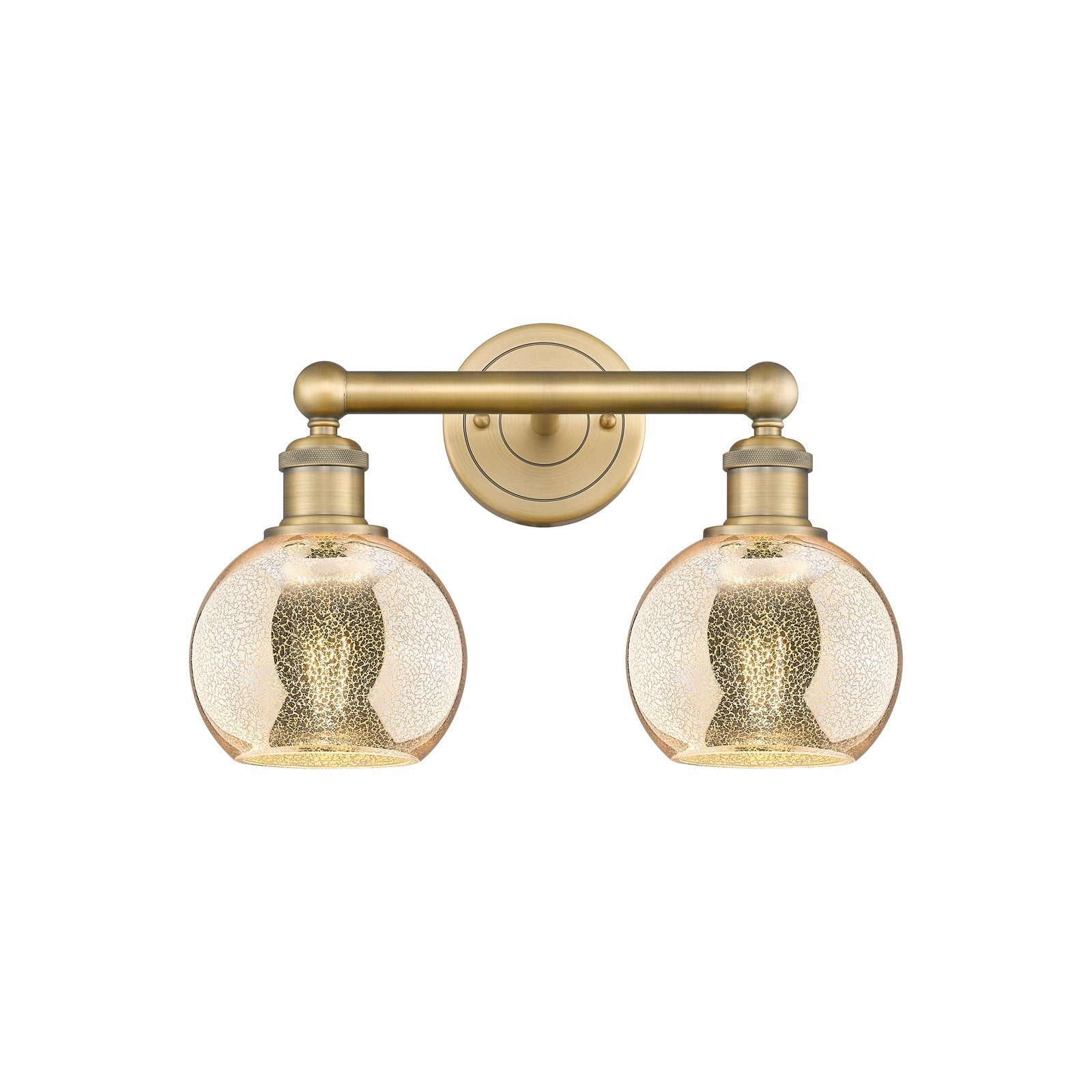 Innovations Athens 15in 2-Light Bath Vanity Light | Industrial Brushed Brass Steel and Mercury Glass | Bathroom Vanity | 14.88 x | Model 616-2W-BB-G128-6