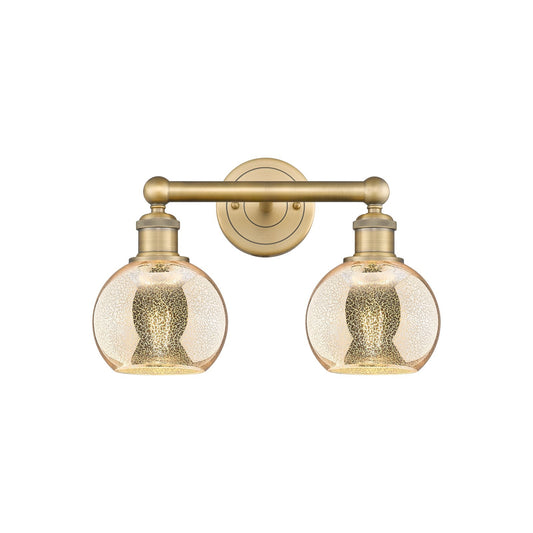 Innovations Athens 15in 2-Light Bath Vanity Light | Industrial Brushed Brass Steel and Mercury Glass | Bathroom Vanity | 14.88 x | Model 616-2W-BB-G128-6