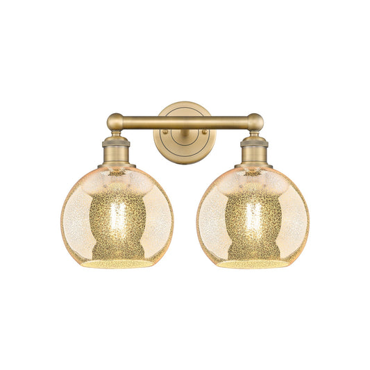 Innovations Athens 17in 2-Light Bath Vanity Light | Industrial Brushed Brass and Mercury Glass | Bathroom Vanity | 17 x 12.25 x | Model 616-2W-BB-G128-8