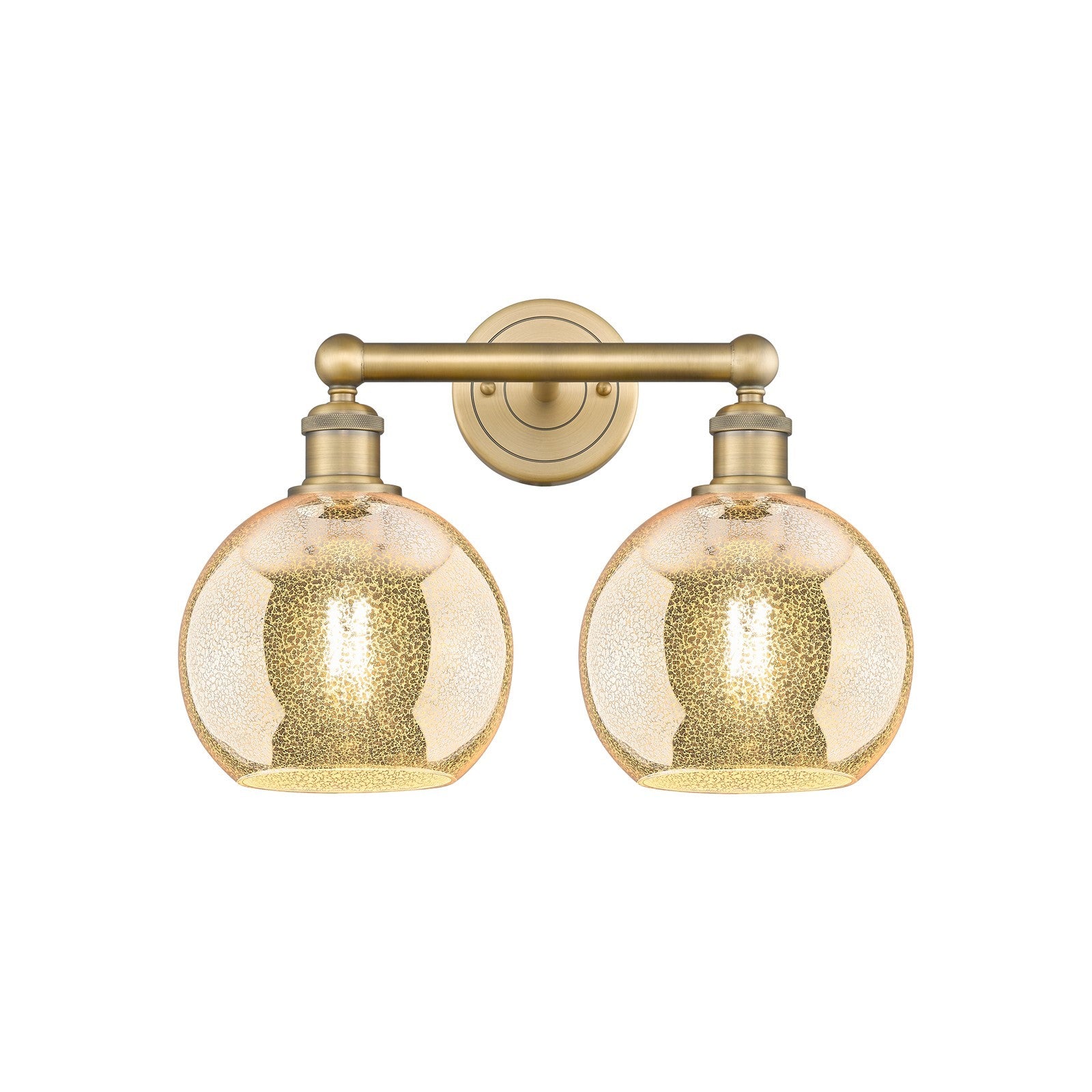 Innovations Athens 17in 2-Light Bath Vanity Light | Industrial Brushed Brass and Mercury Glass | Bathroom Vanity | 17 x 12.25 x | Model 616-2W-BB-G128-8
