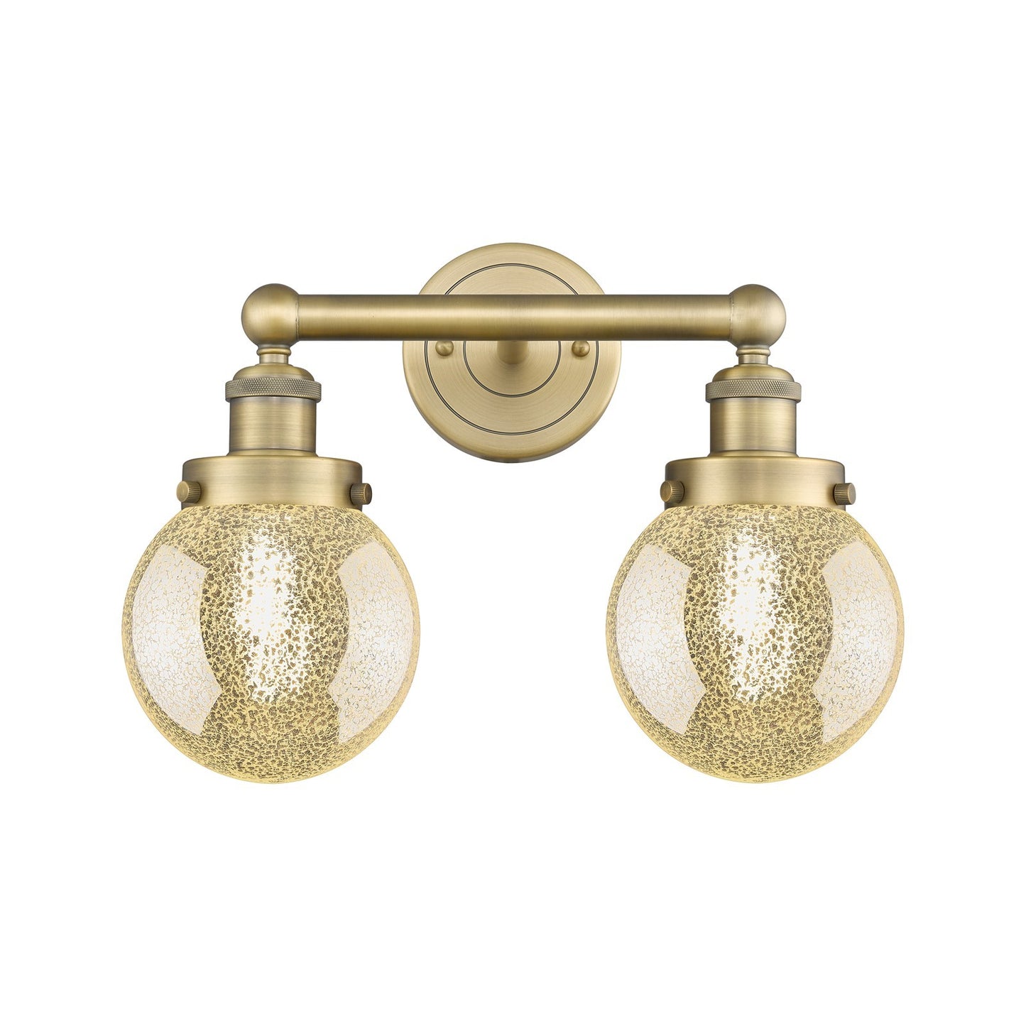 Innovations Beacon 15in 2-Light Bath Vanity Light | Industrial Brushed Brass Steel and Mercury Glass | Bathroom Vanity & Powder | Model 616-2W-BB-G208-6