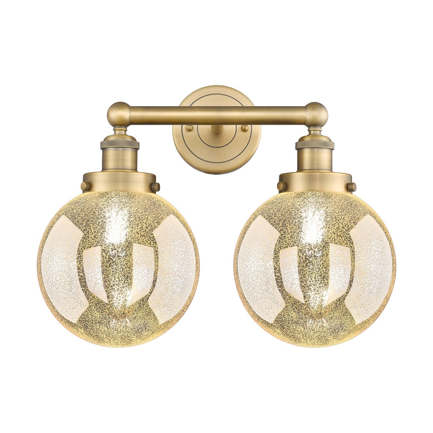 Innovations Beacon 17in 2-Light Bath Vanity Light | Art Nouveau Brushed Brass Steel and Mercury Glass | Bathroom Vanity | 17 x | Model 616-2W-BB-G208-8
