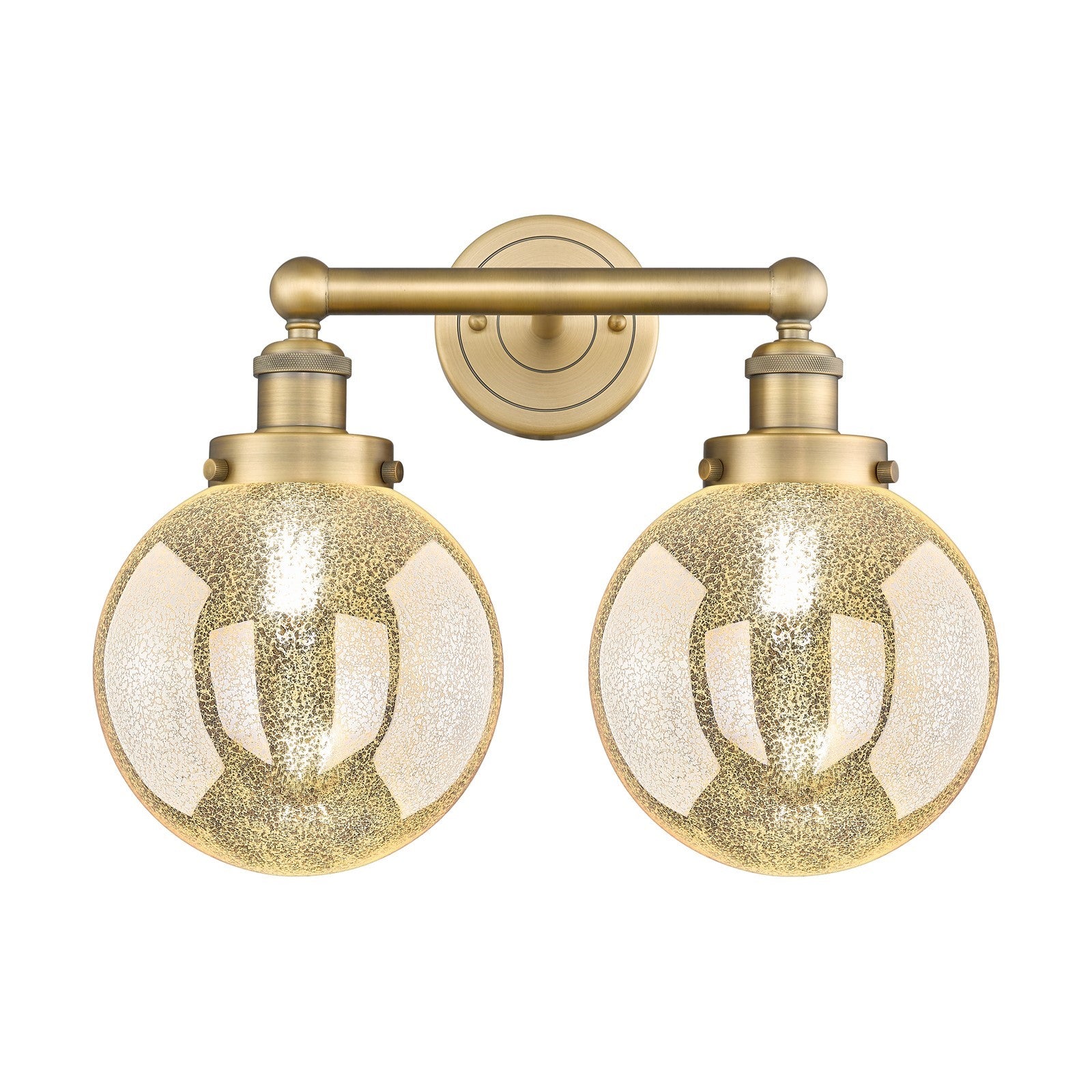 Innovations Beacon 17in 2-Light Bath Vanity Light | Art Nouveau Brushed Brass Steel and Mercury Glass | Bathroom Vanity | 17 x | Model 616-2W-BB-G208-8