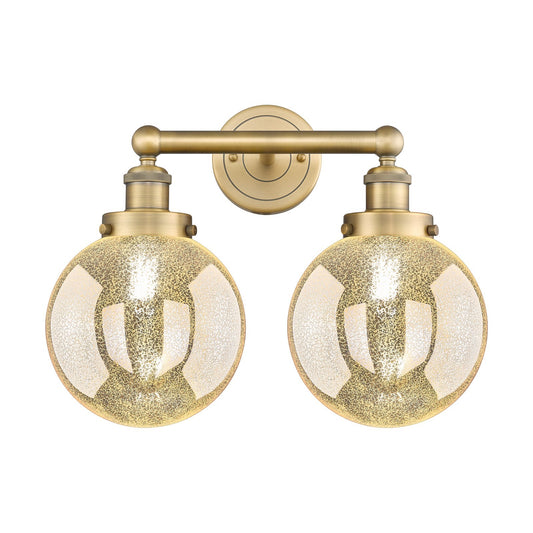 Innovations Beacon 17in 2-Light Bath Vanity Light | Art Nouveau Brushed Brass Steel and Mercury Glass | Bathroom Vanity | 17 x | Model 616-2W-BB-G208-8
