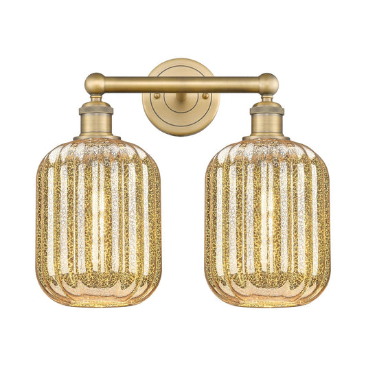 Innovations Preston Cylinder 15.75in 2-Light Bath Vanity Light | Industrial Brushed Brass and Mercury Glass | Bathroom Vanity | Model 616-2W-BB-G460-7ME