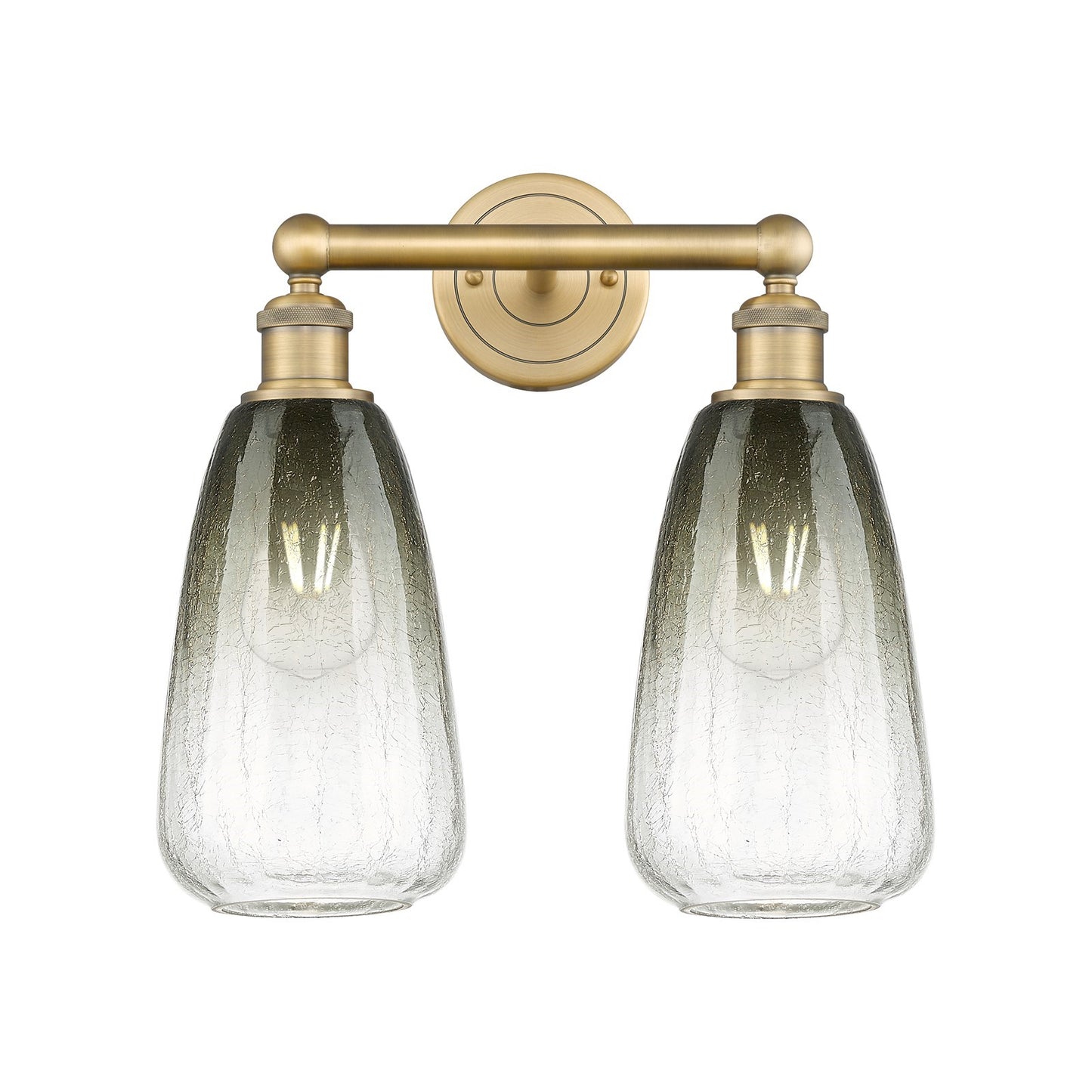 Innovations Brookhaven Almond 15in 2-Light Bath Vanity | Industrial Brushed Brass Steel and Slate Glass | Bathroom Vanity | 15 | Model 616-2W-BB-G480-6SL