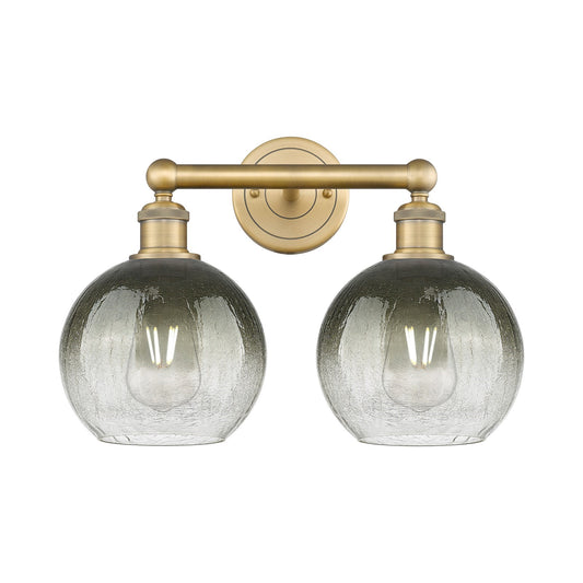 Innovations Brookhaven Globe 17in 2-Light Bath Vanity Light | Industrial Brushed Brass and Slate Glass | Bathroom Vanity | Model 616-2W-BB-G483-8SL