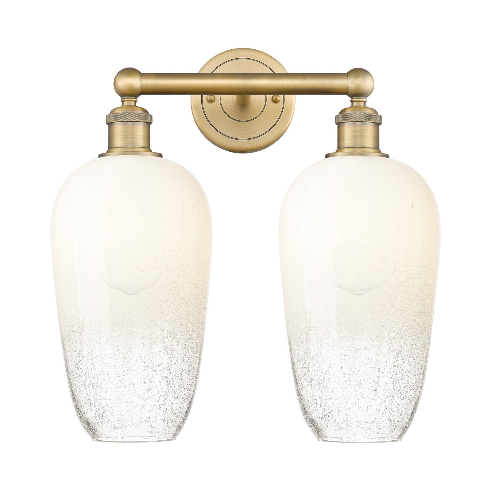 Innovations Brookhaven Flute 16in 2-Light Bath Vanity | Industrial Brushed Brass Steel and Opal Glass | Bathroom Vanity Light | Model 616-2W-BB-G484-7OP