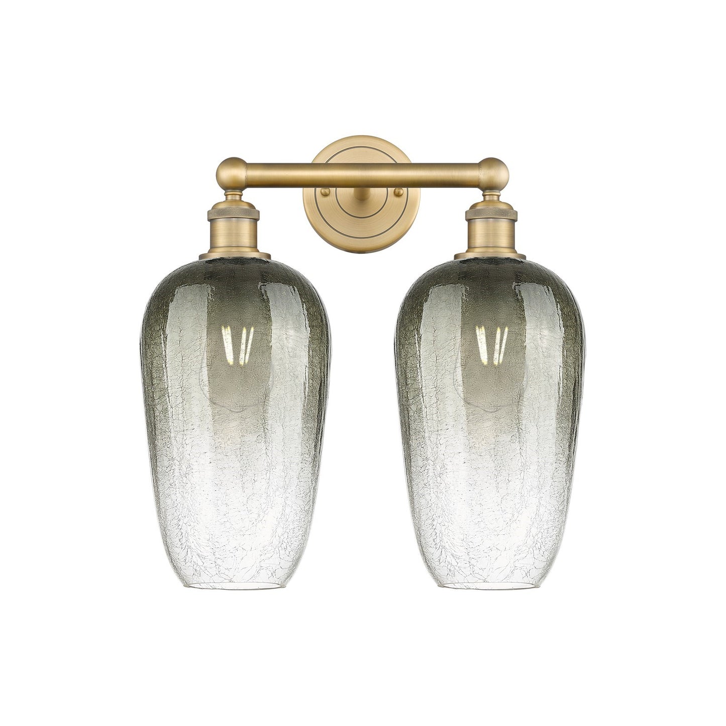 Innovations Brookhaven Flute 16in 2-Light Bath Vanity | Industrial Modern Brushed Brass and Slate Glass | Bathroom Vanity Light | Model 616-2W-BB-G484-7SL