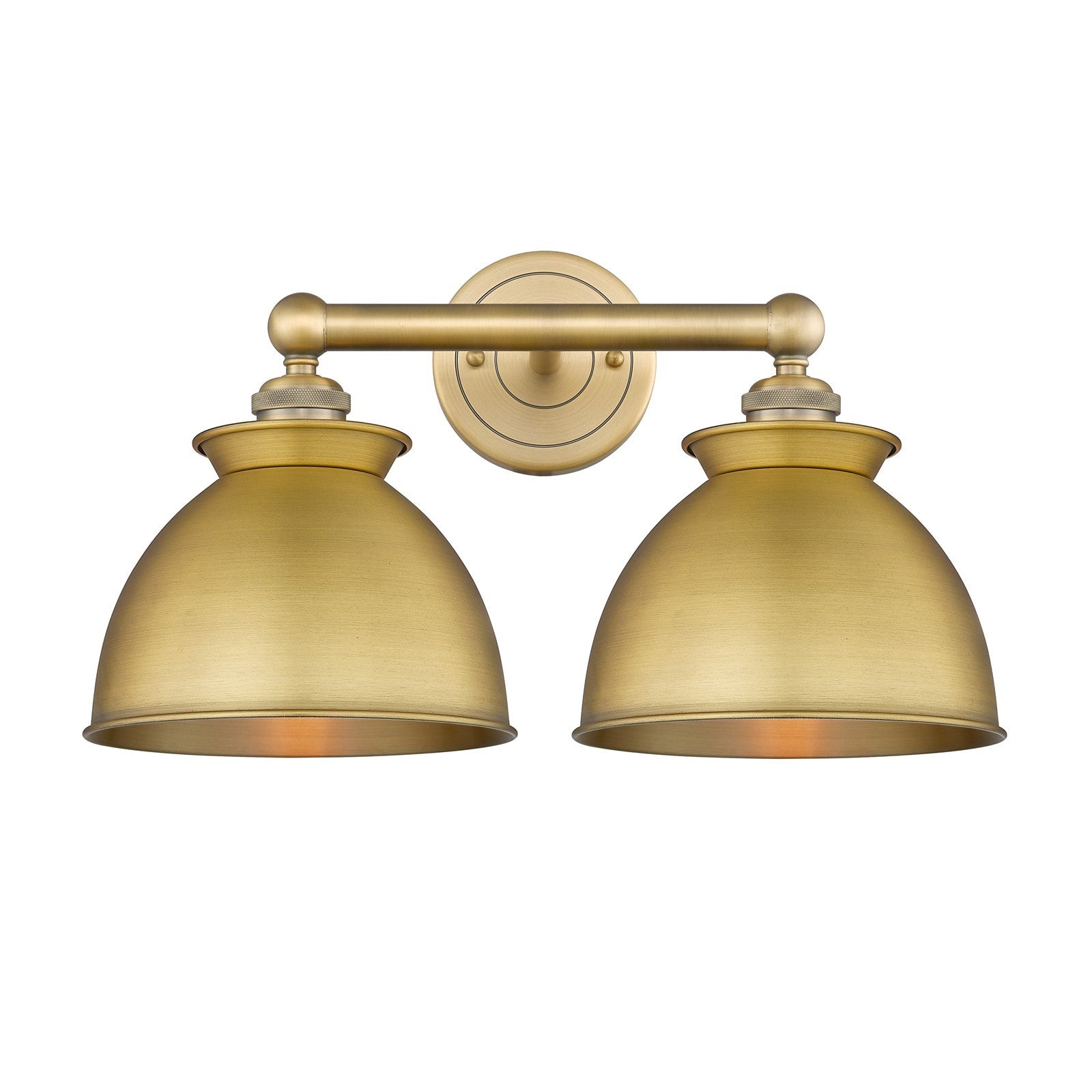 Innovations Adirondack 17in 2-Light Bath Vanity | Industrial Farmhouse Brushed Brass Steel and Metal Shade | Bathroom Vanity & | Model 616-2W-BB-M14-BB