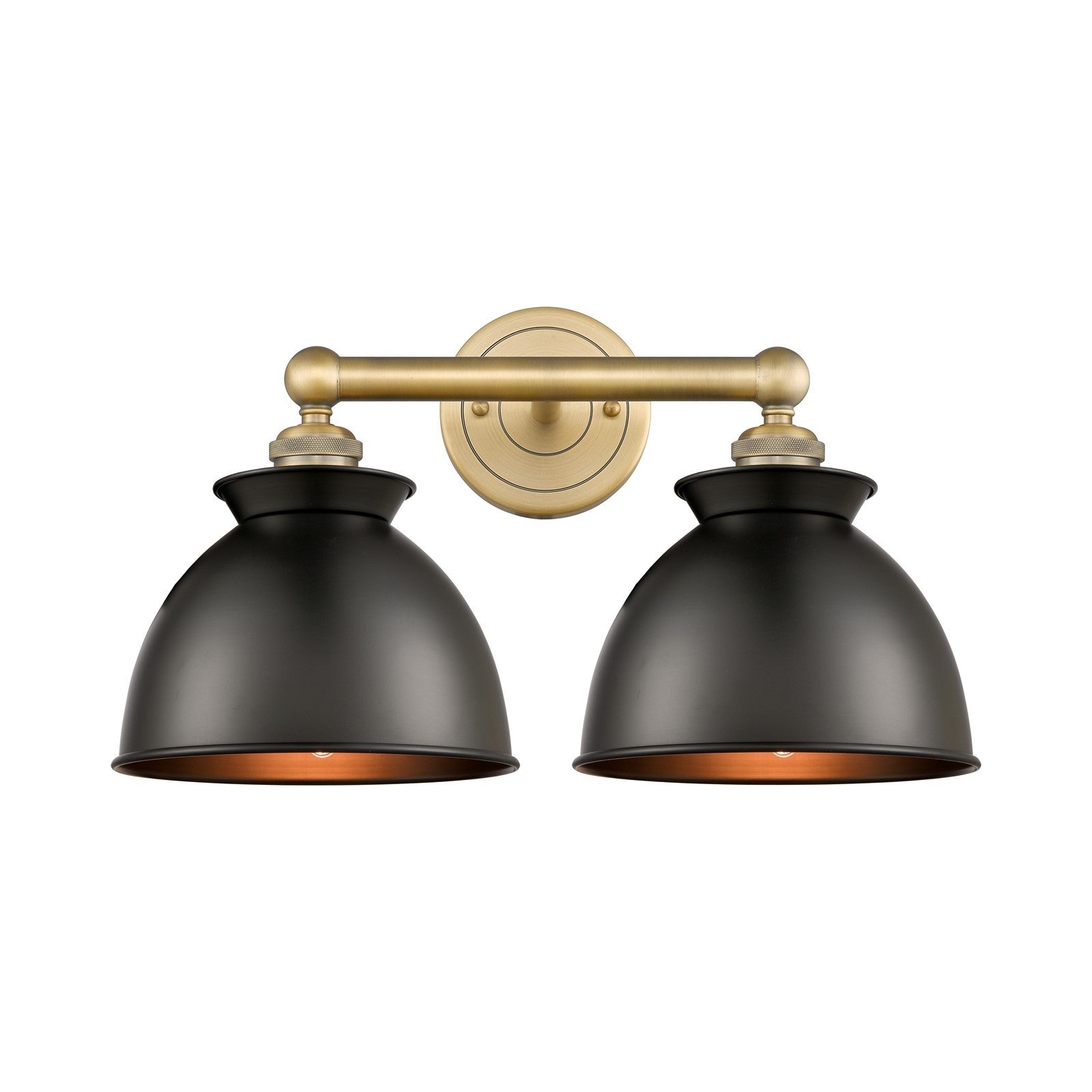 Innovations Adirondack 17in 2-Light Bath Vanity | Industrial Farmhouse Brushed Brass and Matte Black Metal | Bathroom Vanity | Model 616-2W-BB-M14-BK