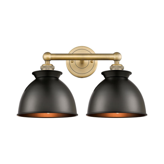 Innovations Adirondack 17in 2-Light Bath Vanity | Industrial Farmhouse Brushed Brass and Matte Black Metal | Bathroom Vanity | Model 616-2W-BB-M14-BK