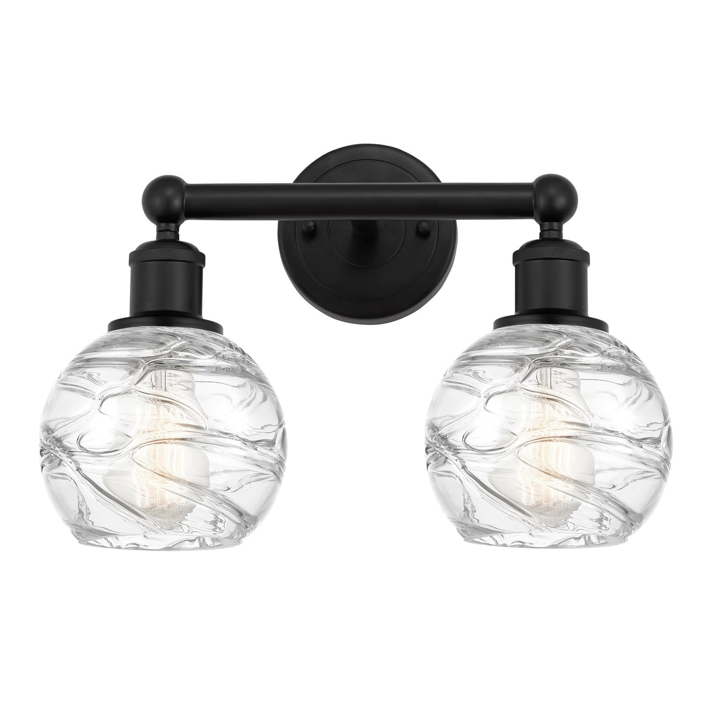 Innovations Athens Deco Swirl 15in 2-Light Bath Vanity | Industrial Matte Black Steel and Clear Glass | Bathroom Vanity & | Model 616-2W-BK-G1213-6CL