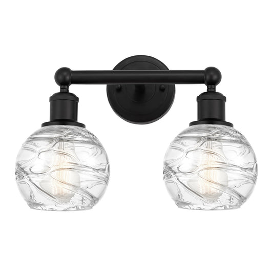 Innovations Athens Deco Swirl 15in 2-Light Bath Vanity | Industrial Matte Black Steel and Clear Glass | Bathroom Vanity & | Model 616-2W-BK-G1213-6CL