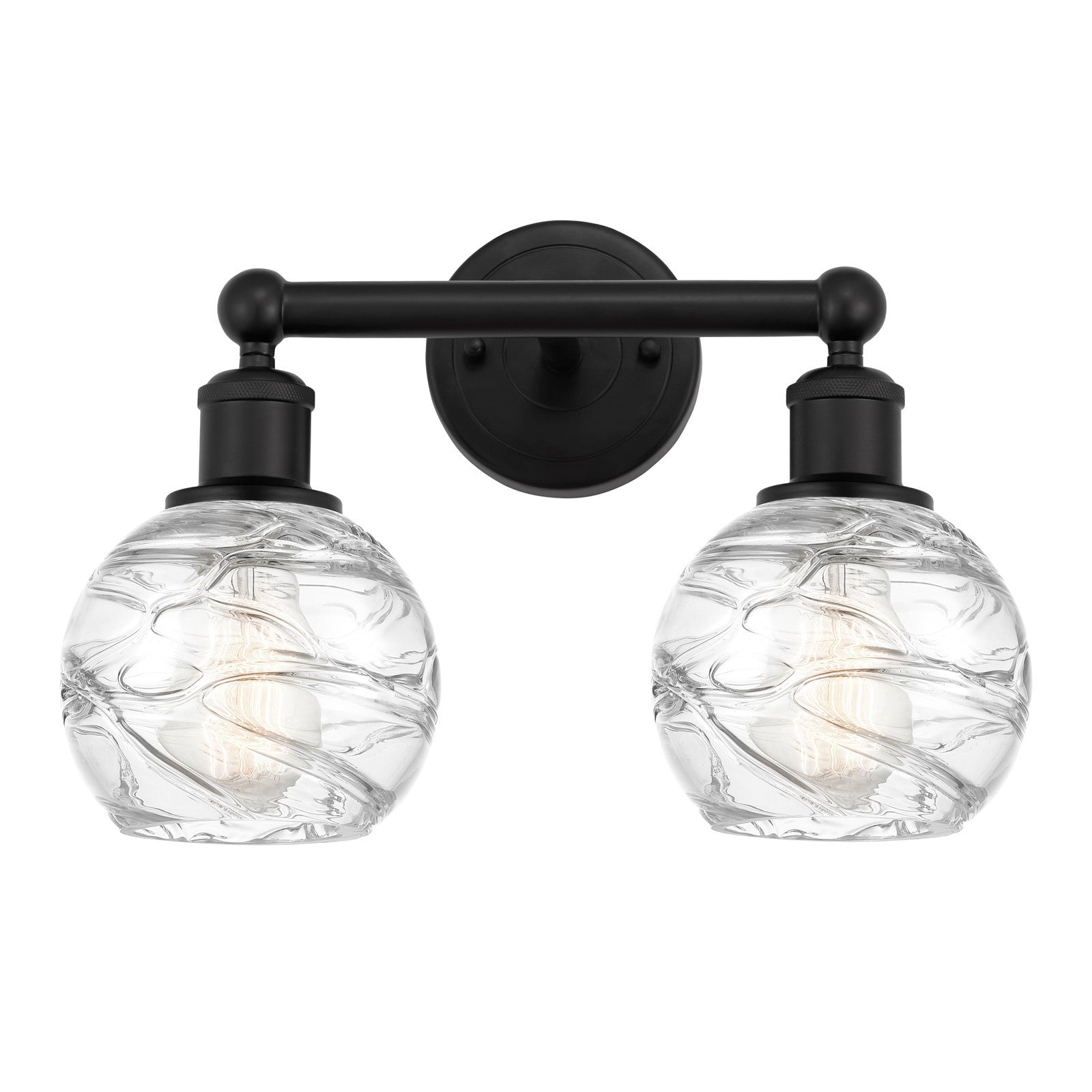 Innovations Athens Deco Swirl 15in 2-Light Bath Vanity | Industrial Matte Black Steel and Clear Glass | Bathroom Vanity & | Model 616-2W-BK-G1213-6CL