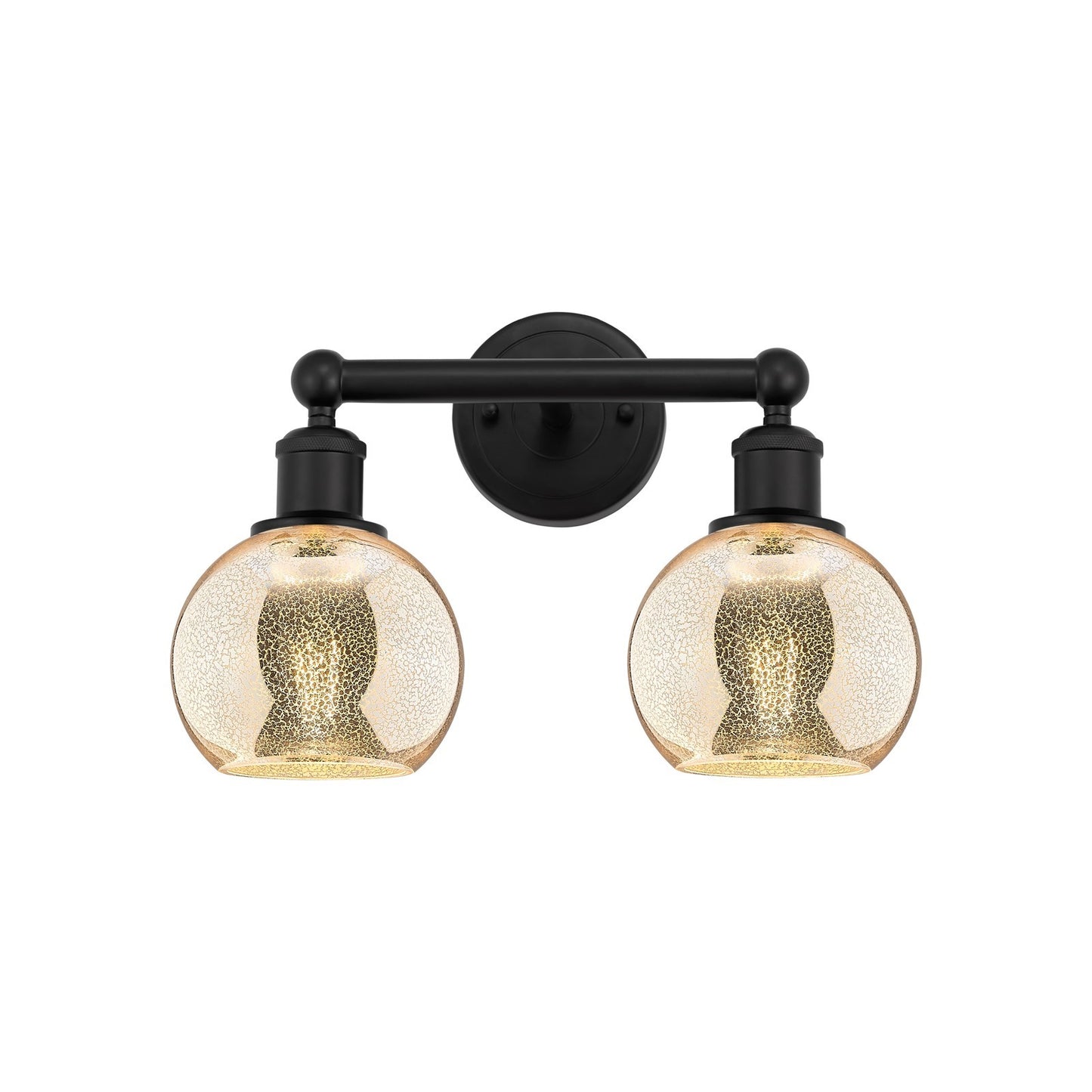 Innovations Athens 15in 2-Light Bath Vanity Light | Industrial Matte Black Steel and Mercury Glass | Bathroom Vanity | 14.88 x | Model 616-2W-BK-G128-6