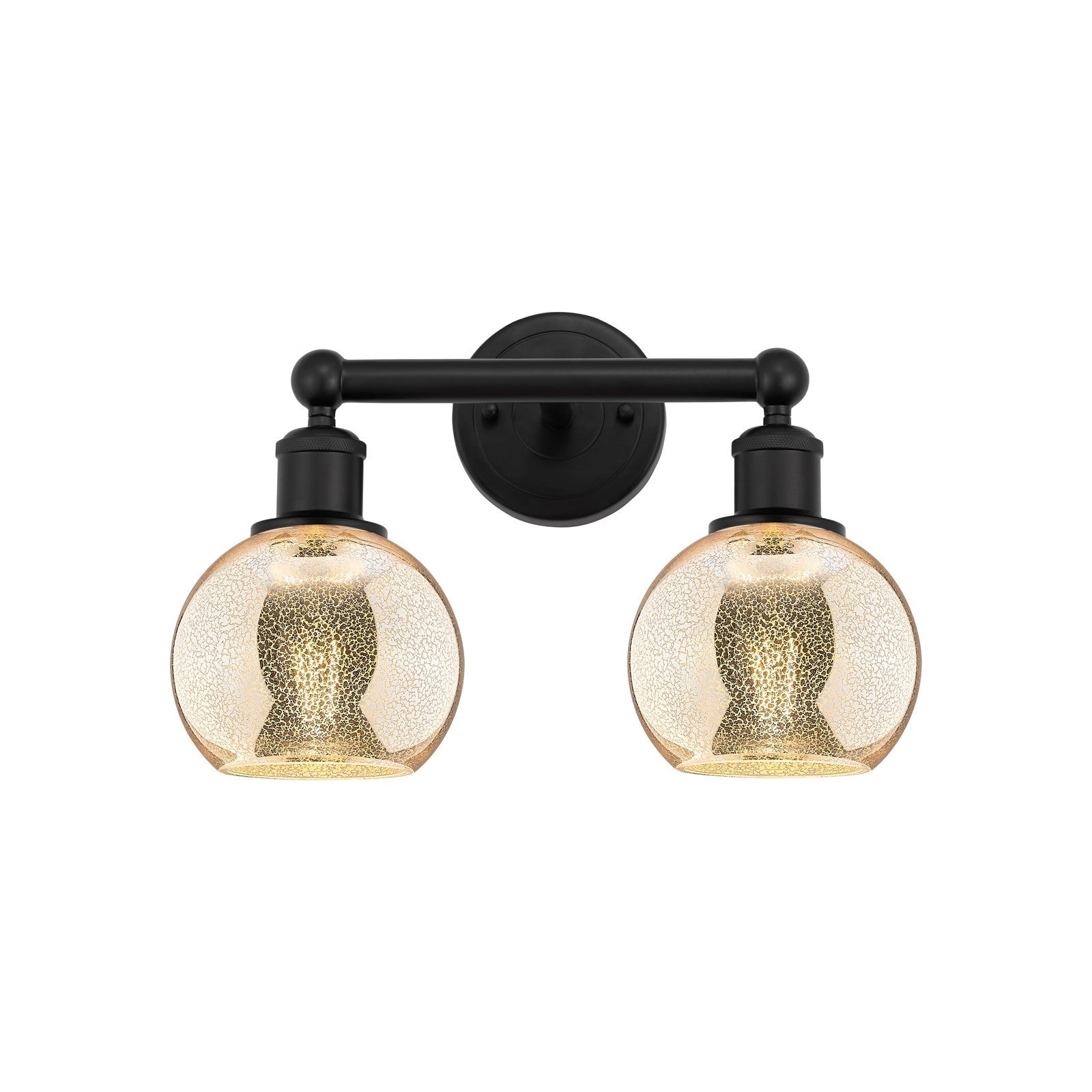 Innovations Athens 15in 2-Light Bath Vanity Light | Industrial Matte Black Steel and Mercury Glass | Bathroom Vanity | 14.88 x | Model 616-2W-BK-G128-6