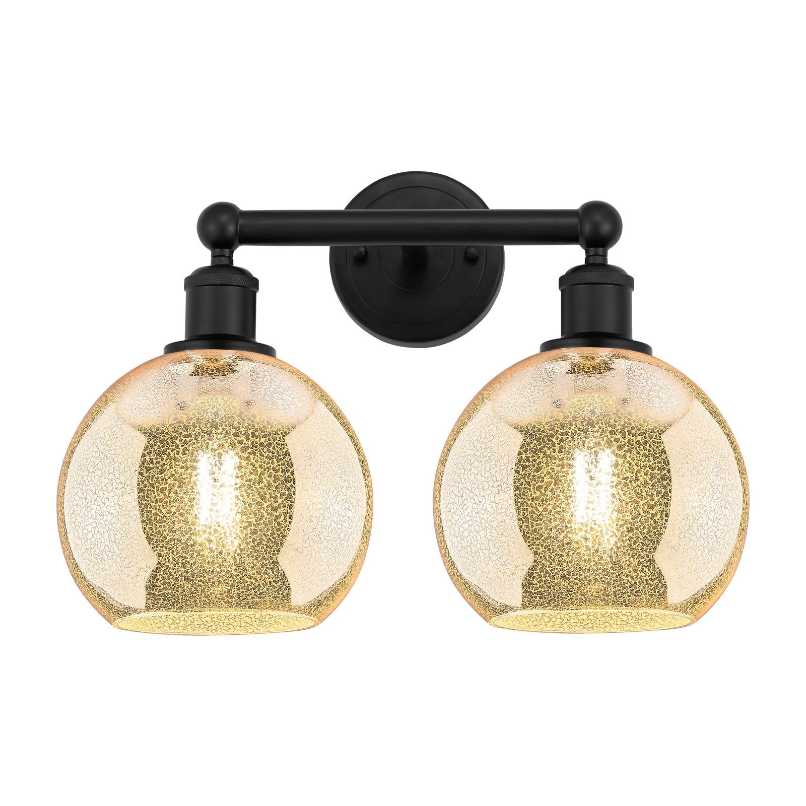 Innovations Athens 17in 2-Light Bath Vanity Light | Industrial Matte Black Steel and Mercury Glass | Bathroom Vanity | 17 x 12.25 | Model 616-2W-BK-G128-8