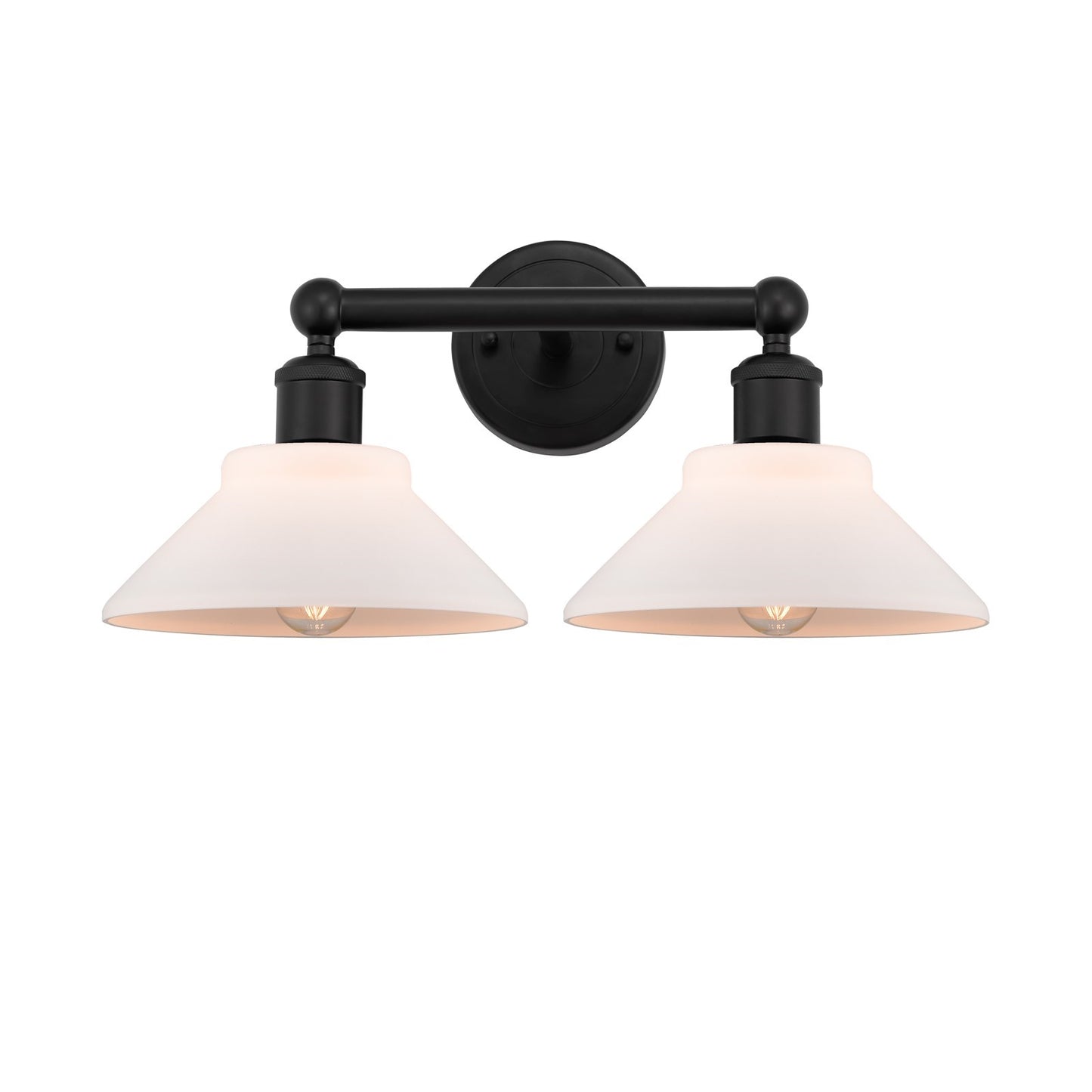 Innovations Orwell 17in 2-Light Bath Vanity Light | Industrial Matte Black Steel and Matte White Glass | Damp-Rated Bathroom Vanity | Model 616-2W-BK-G131