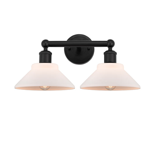 Innovations Orwell 17in 2-Light Bath Vanity Light | Industrial Matte Black Steel and Matte White Glass | Damp-Rated Bathroom Vanity | Model 616-2W-BK-G131