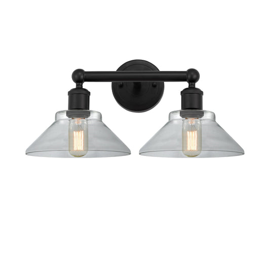 Innovations Orwell 17in 2-Light Bath Vanity Light | Industrial Matte Black Steel and Clear Glass | Bathroom Vanity | 17.38 x 9.25 x | Model 616-2W-BK-G132