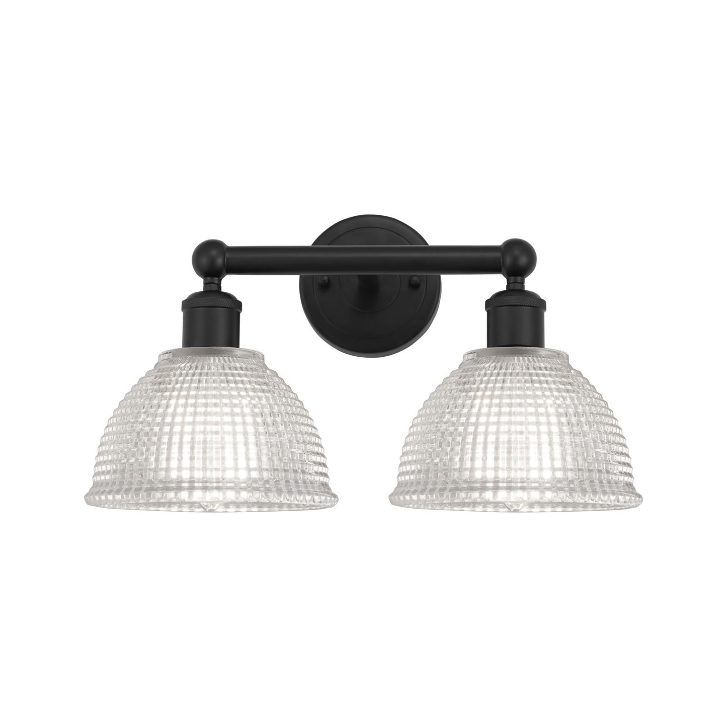 Innovations Arietta 17in 2-Light Bath Vanity Light | Industrial Matte Black Steel and Clear Glass | Damp-Rated Bathroom Vanity | 17 | Model 616-2W-BK-G422