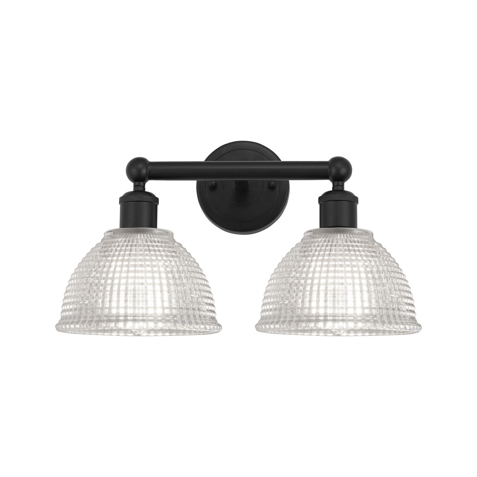 Innovations Arietta 17in 2-Light Bath Vanity Light | Industrial Matte Black Steel and Clear Glass | Damp-Rated Bathroom Vanity | 17 | Model 616-2W-BK-G422