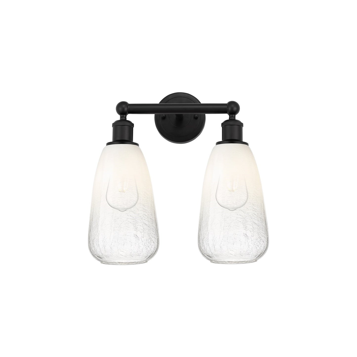 Innovations Brookhaven Almond 15in 2-Light Bath Vanity | Industrial Modern Contempo Matte Black Steel and Opal Glass | Damp | Model 616-2W-BK-G480-6OP
