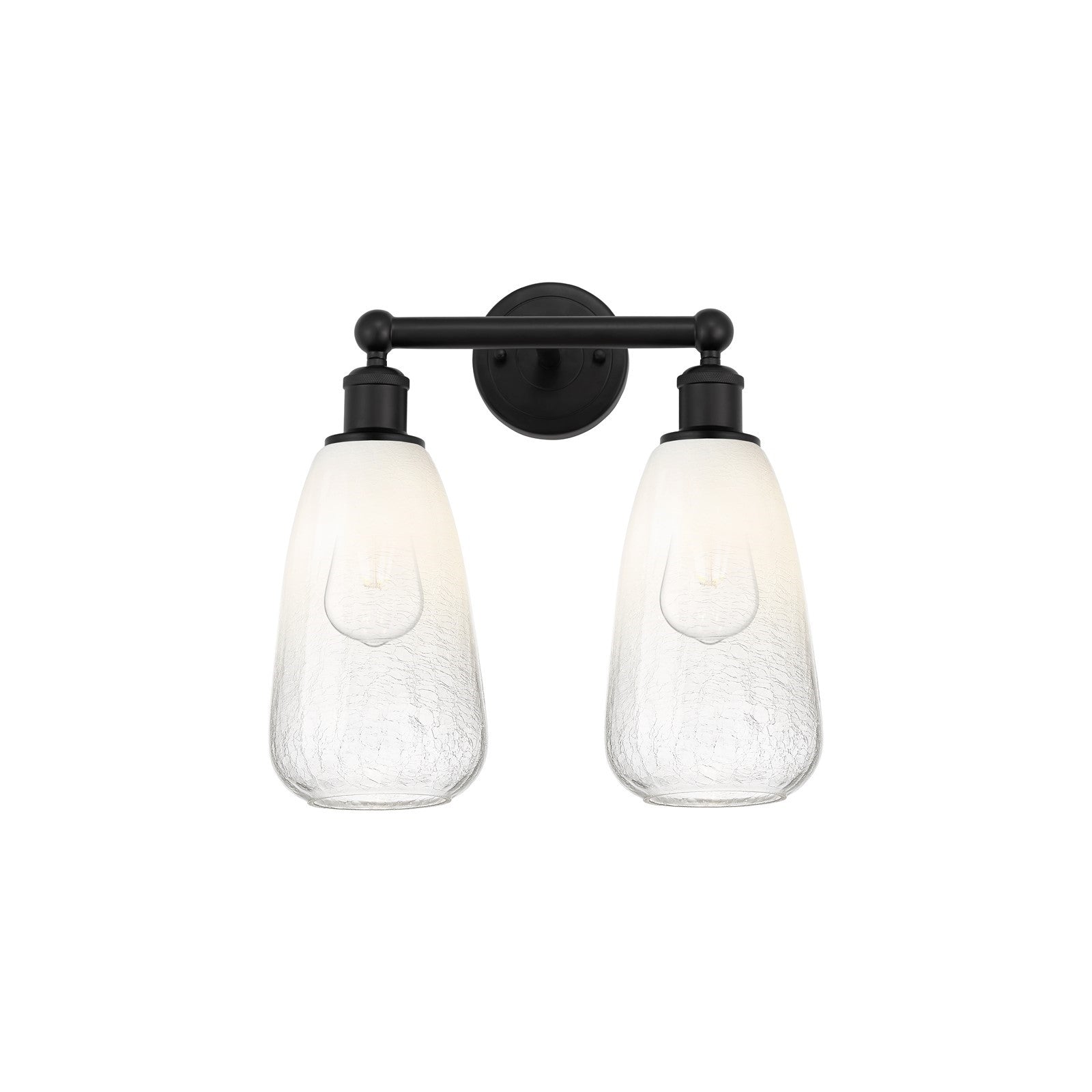 Innovations Brookhaven Almond 15in 2-Light Bath Vanity | Industrial Modern Contempo Matte Black Steel and Opal Glass | Damp | Model 616-2W-BK-G480-6OP