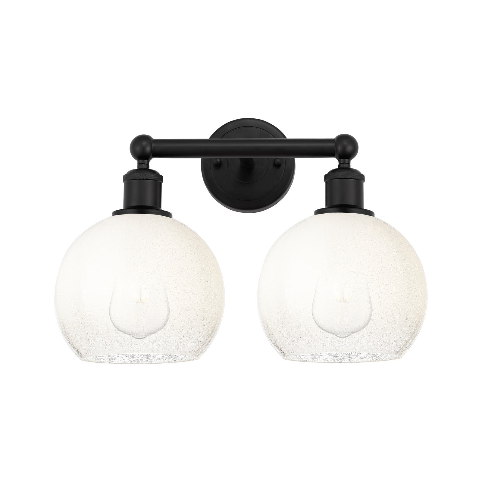 Innovations Brookhaven Globe 17in 2-Light Bath Vanity | Industrial Matte Black Steel and Opal Glass | Bathroom Vanity & Powder | Model 616-2W-BK-G483-8OP