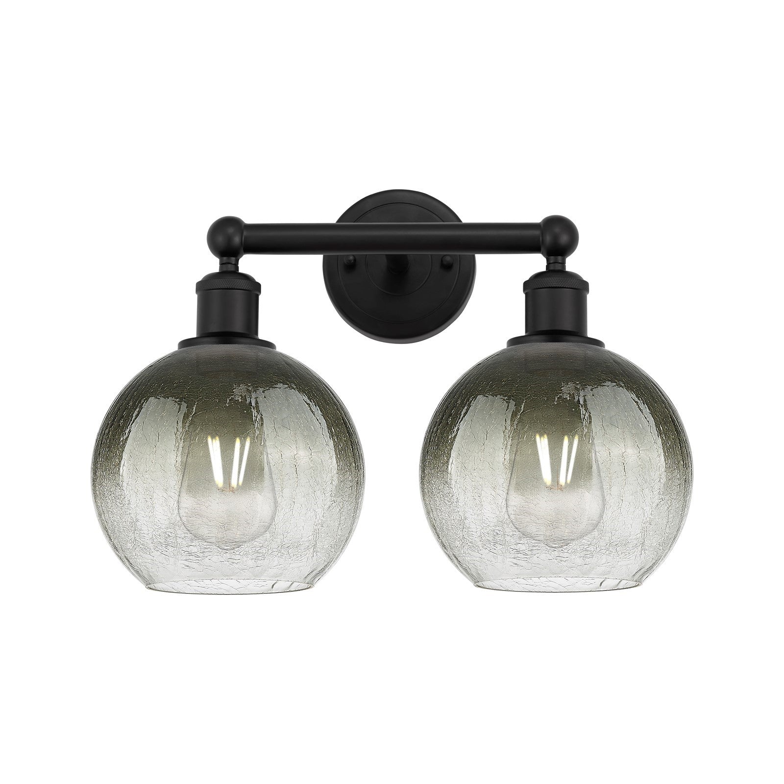 Innovations Brookhaven Globe 17in 2-Light Bath Vanity | Industrial Matte Black Steel and Slate Glass | Bathroom & Powder Room | Model 616-2W-BK-G483-8SL