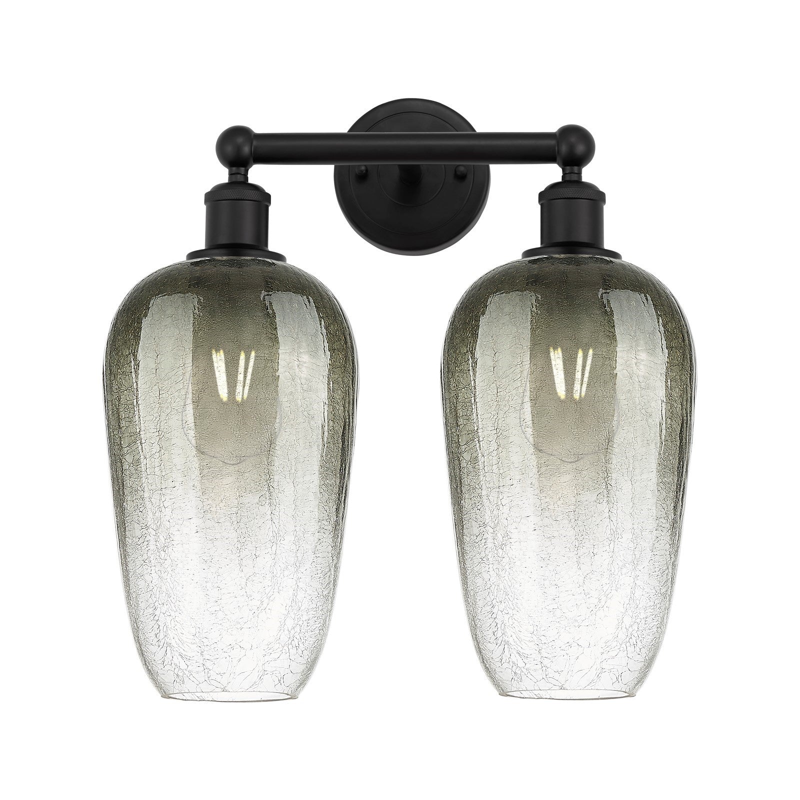 Innovations Brookhaven Flute 16in 2-Light Bath Vanity | Industrial Matte Black Steel and Slate Glass | Bathroom & Powder Room | Model 616-2W-BK-G484-7SL