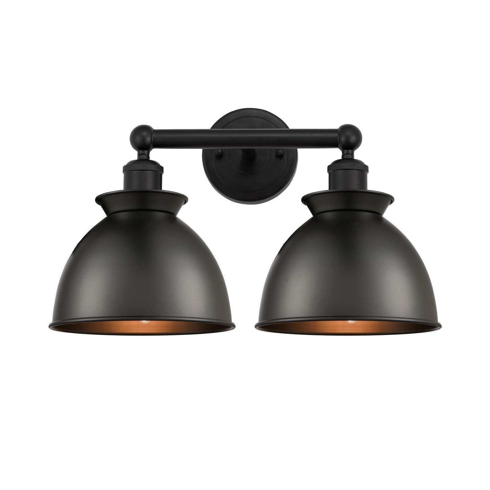 Innovations Adirondack 17in 2-Light Bath Vanity Light | Industrial Farmhouse Matte Black Steel and Cast Brass with Matte Black | Model 616-2W-BK-M14-BK