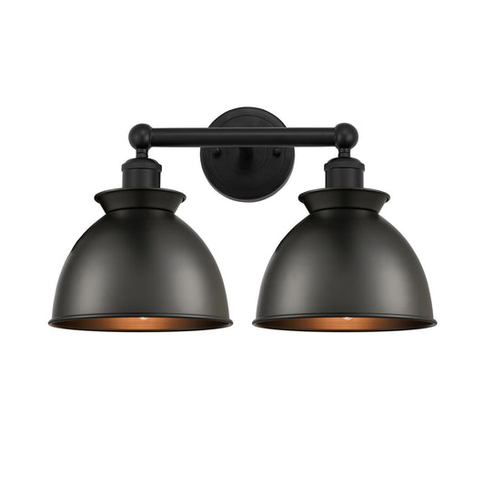 Innovations Adirondack 17in 2-Light Bath Vanity Light | Industrial Farmhouse Matte Black Steel and Cast Brass with Matte Black | Model 616-2W-BK-M14-BK
