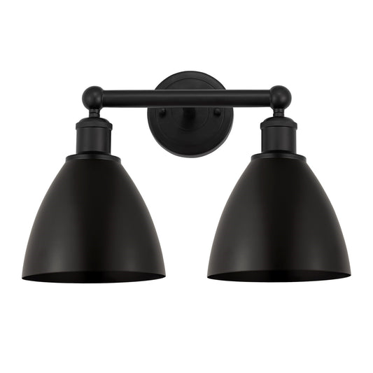 Innovations Bristol 17in 2-Light Bath Vanity Light | Industrial Matte Black Metal | Kitchen & Bathroom | 16.5 x 11.75 x 8.25 in | Model 616-2W-BK-MBD-75-BK
