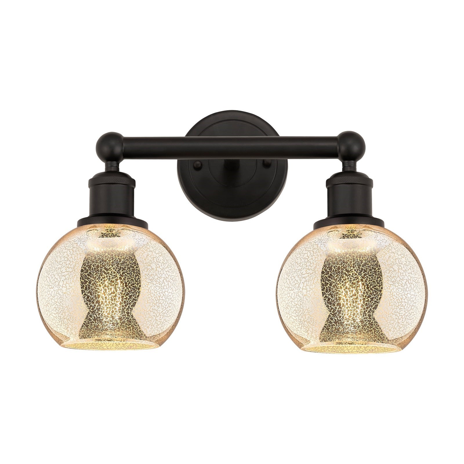 Innovations Athens 15in 2-Light Bath Vanity | Industrial Oil Rubbed Bronze Steel and Mercury Glass | Bathroom Vanity Light | Model 616-2W-OB-G128-6