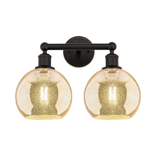 Innovations Athens 17in 2-Light Bath Vanity Light | Industrial Oil Rubbed Bronze Steel and Mercury Glass | Bathroom Vanity & | Model 616-2W-OB-G128-8