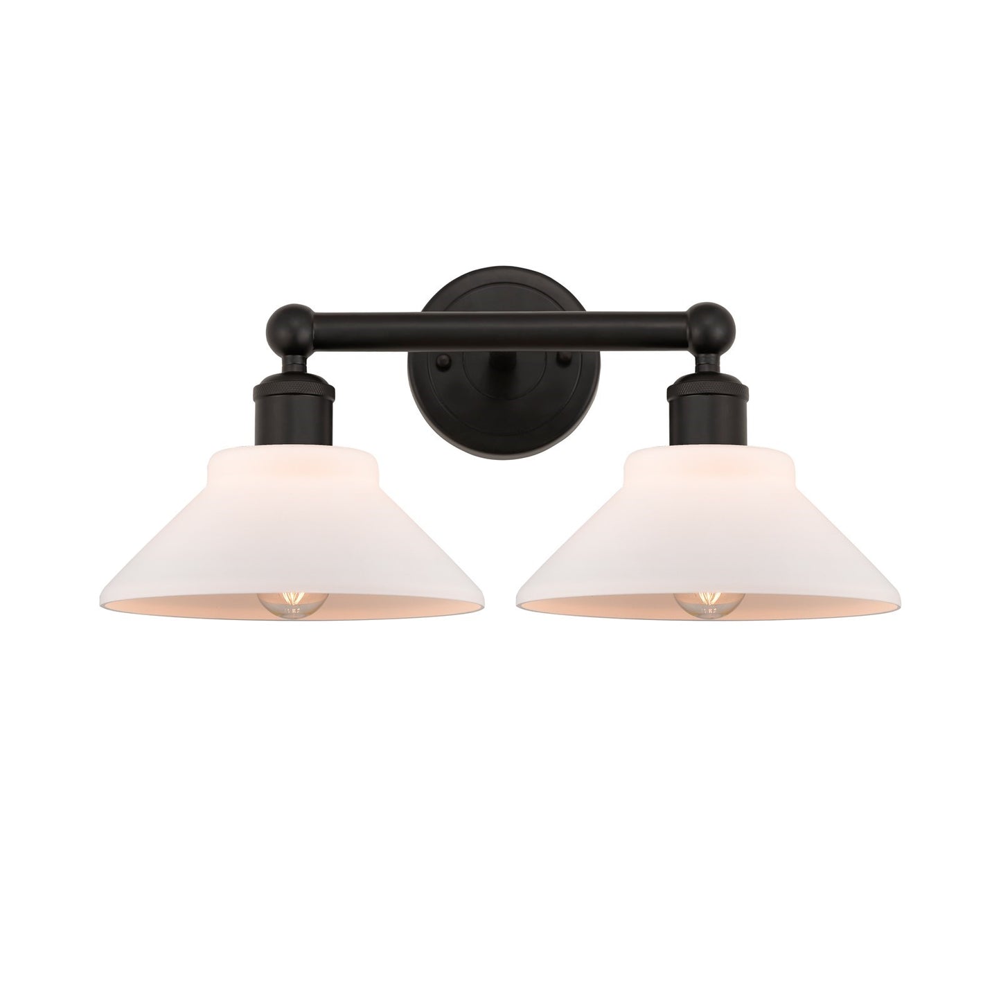 Innovations Orwell 17in 2-Light Bath Vanity Light | Industrial Oil Rubbed Bronze Steel and Matte White Glass | Bathroom Vanity | Model 616-2W-OB-G131