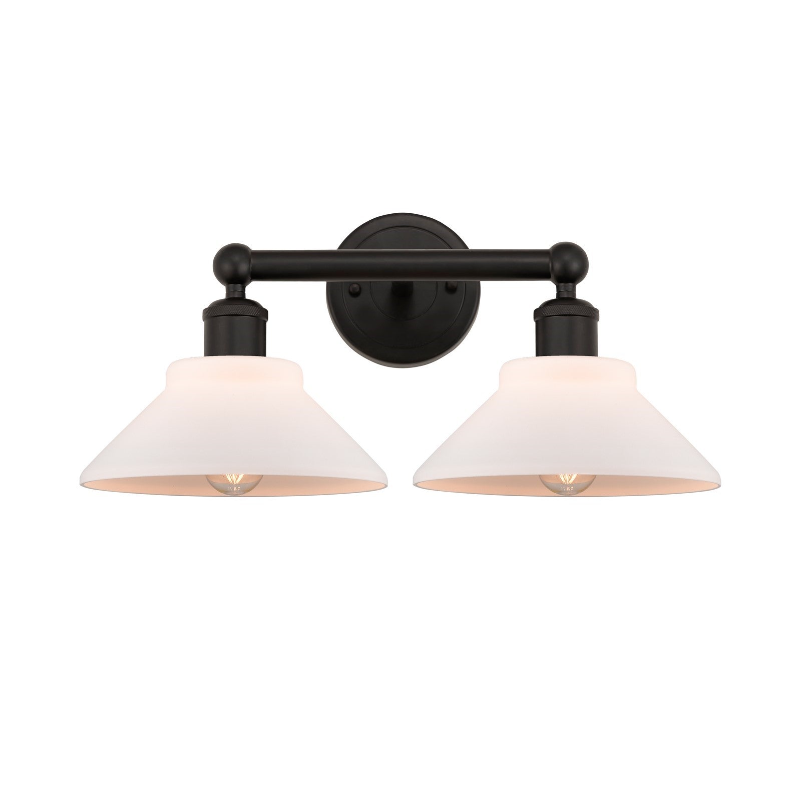 Innovations Orwell 17in 2-Light Bath Vanity Light | Industrial Oil Rubbed Bronze Steel and Matte White Glass | Bathroom Vanity | Model 616-2W-OB-G131