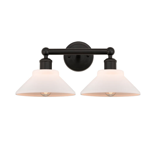 Innovations Orwell 17in 2-Light Bath Vanity Light | Industrial Oil Rubbed Bronze Steel and Matte White Glass | Bathroom Vanity | Model 616-2W-OB-G131