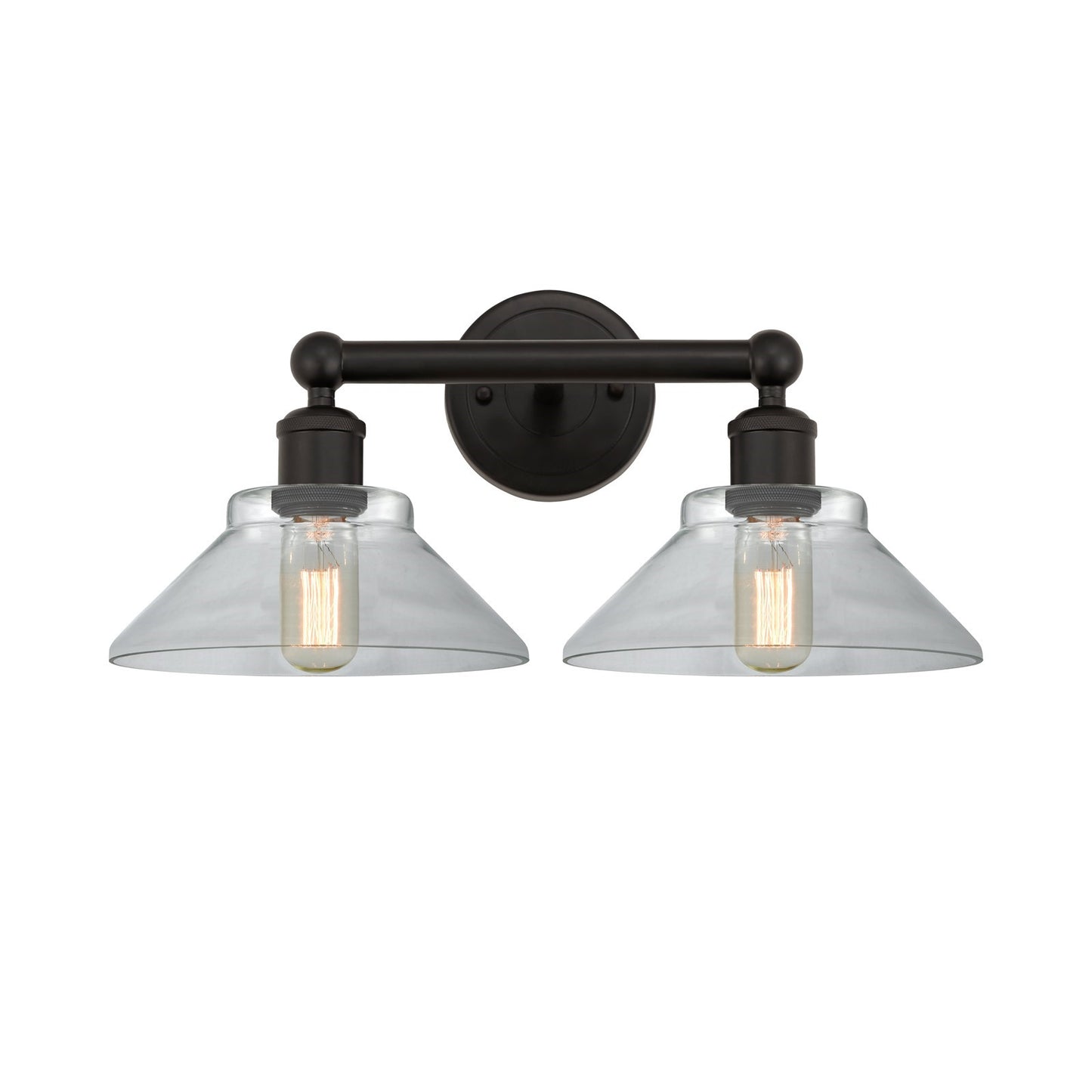 Innovations Orwell 17in 2-Light Bath Vanity Light | Industrial Oil Rubbed Bronze Steel and Clear Cone Glass | Bathroom Vanity | Model 616-2W-OB-G132