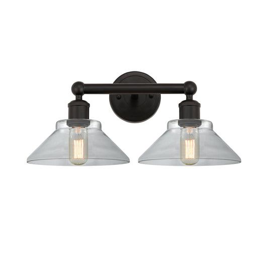 Innovations Orwell 17in 2-Light Bath Vanity Light | Industrial Oil Rubbed Bronze Steel and Clear Cone Glass | Bathroom Vanity | Model 616-2W-OB-G132