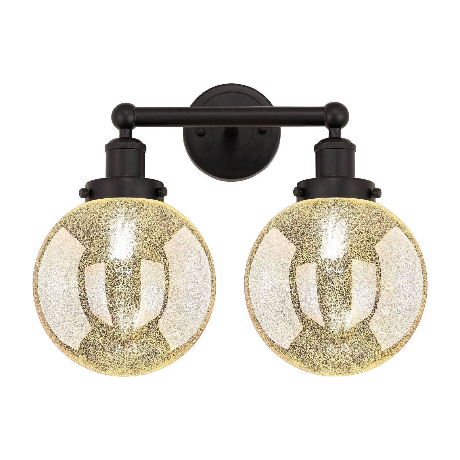 Innovations Beacon 17in 2-Light Bath Vanity Light | Industrial Oil Rubbed Bronze Steel and Mercury Ribbed Glass | Bathroom Vanity | Model 616-2W-OB-G208-8