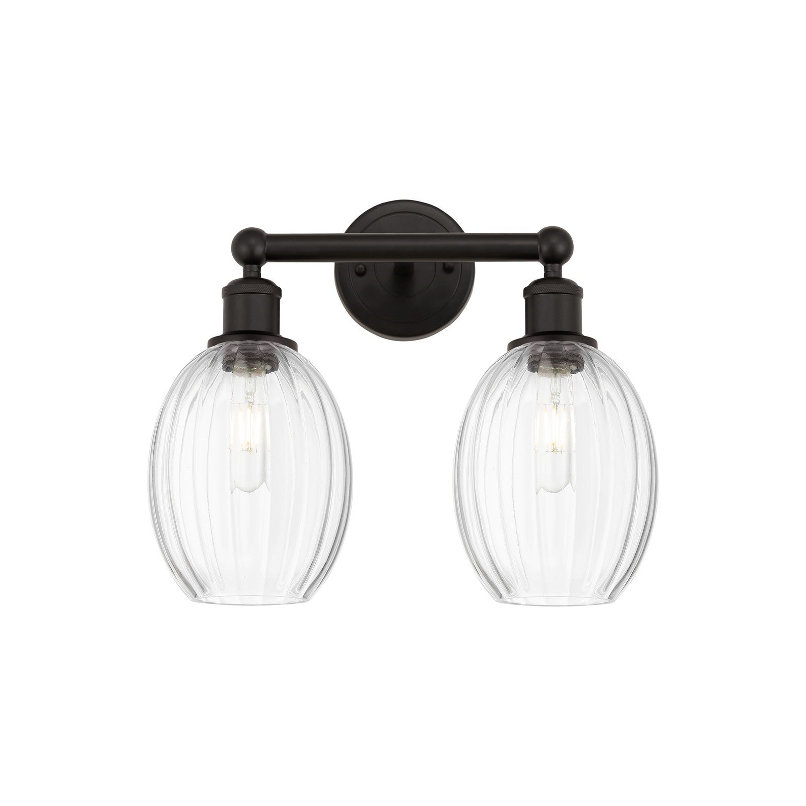 Innovations Preston Bulb 15in 2-Light Bath Vanity | Industrial Oil Rubbed Bronze Steel and Clear Glass | Bathroom & Powder Room | Model 616-2W-OB-G459-6CL