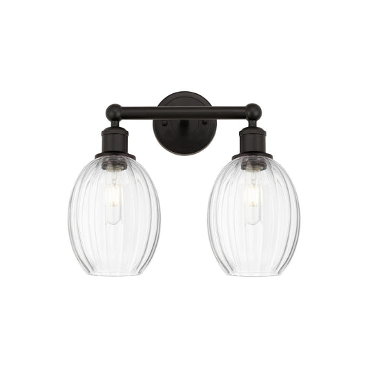 Innovations Preston Bulb 15in 2-Light Bath Vanity | Industrial Oil Rubbed Bronze Steel and Clear Glass | Bathroom & Powder Room | Model 616-2W-OB-G459-6CL
