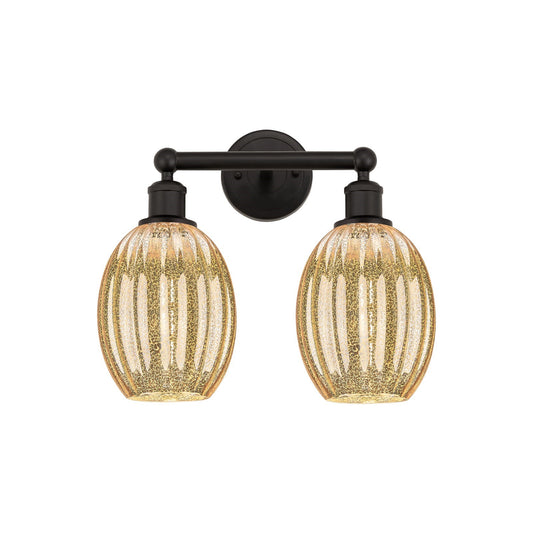 Innovations Preston Bulb 15.25in 2-Light Bath Vanity Light | Industrial Oil Rubbed Bronze Steel and Mercury Glass | Bathroom | Model 616-2W-OB-G459-6ME